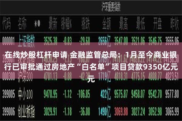 在线炒股杠杆申请 金融监管总局：1月至今商业银行已审批通过房地产“白名单”项目贷款9350亿元