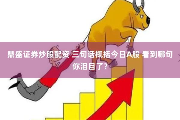 鼎盛证券炒股配资 三句话概括今日A股 看到哪句你泪目了？