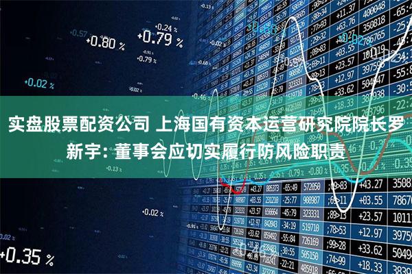 实盘股票配资公司 上海国有资本运营研究院院长罗新宇: 董事会应切实履行防风险职责
