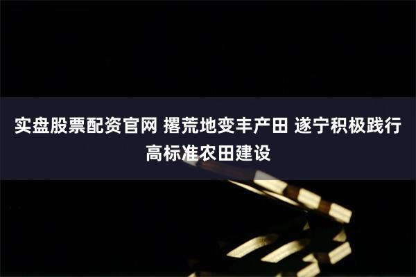 实盘股票配资官网 撂荒地变丰产田 遂宁积极践行高标准农田建设