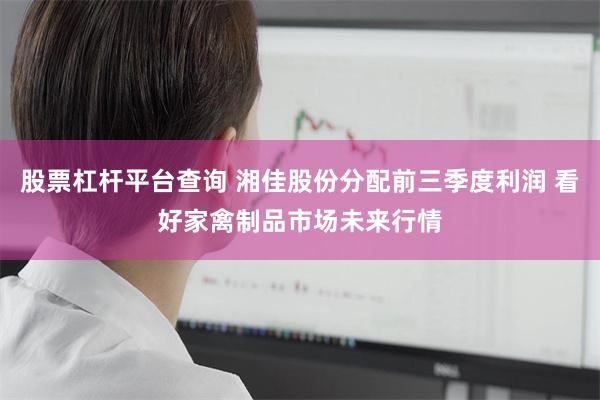 股票杠杆平台查询 湘佳股份分配前三季度利润 看好家禽制品市场未来行情