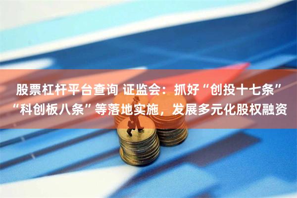 股票杠杆平台查询 证监会：抓好“创投十七条”“科创板八条”等落地实施，发展多元化股权融资